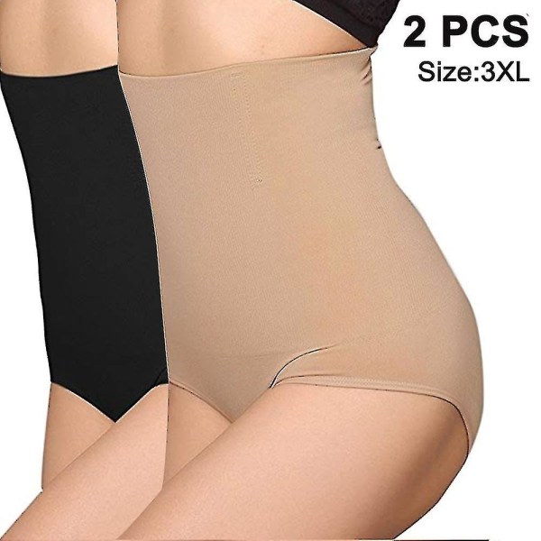 2 st Shapewear för kvinnor Magkontroll hög midja trosor Plus