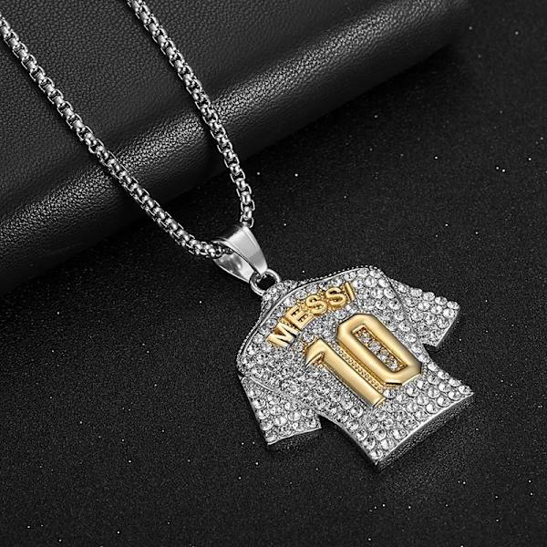 Messi No.10 Titaani Teräs Jalkapallopaita Riipus Kaulakoru Asuste Bicolor