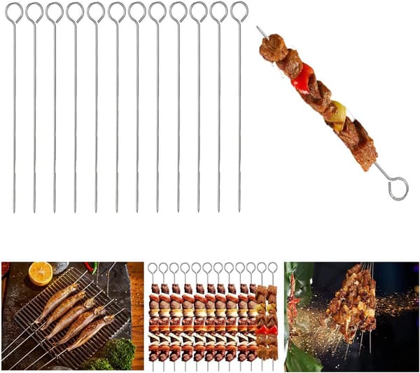 12 metalspyd til grillning, pakke med 12