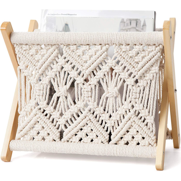 Macrame Tidningsställ Boho Tidningsställ Fristående Förvaring