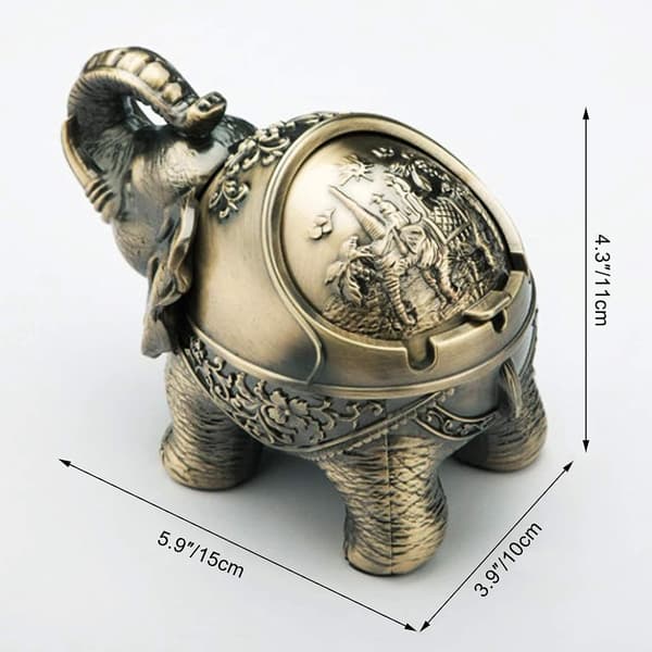 Askebeger, askebeger med lokk, vindtett elefant (bronse)[JUN]