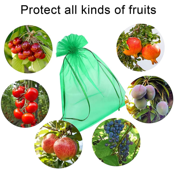 100 kaasupussia, joissa on kiristysnauha hedelmien suojaamiseen, musta 20*3