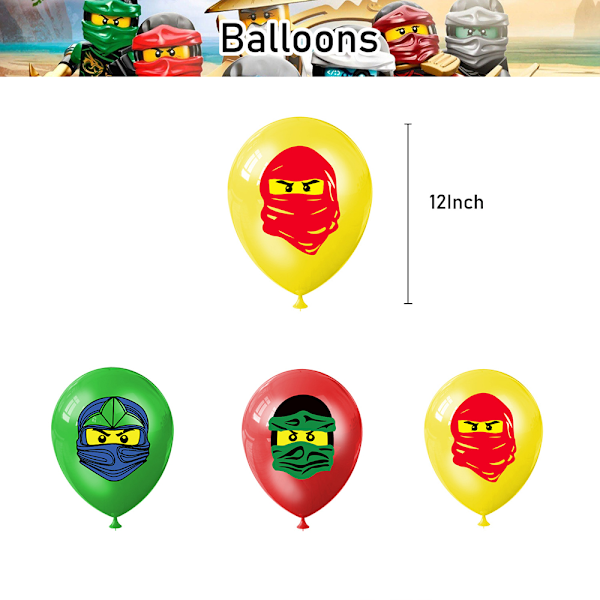 Phantom Ninja tema fødselsdagsfest dekoration banner ballon sæt