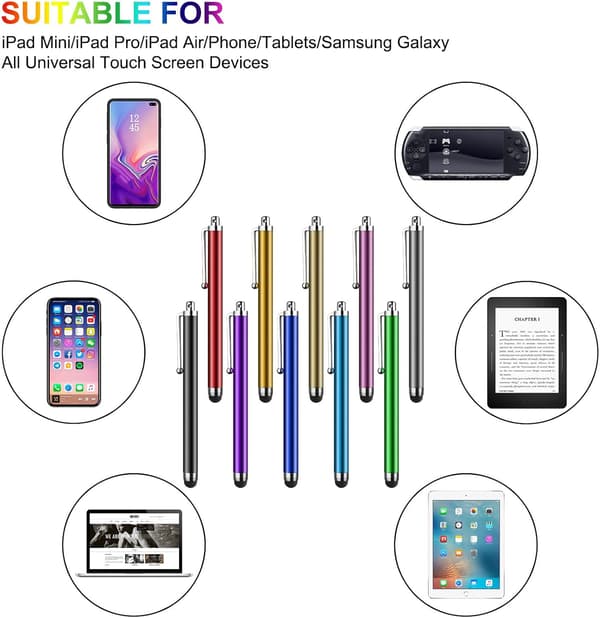 10-pak Universal Stylus Penne til iPad, Tablets & Touchscreen Enheder [JUN]
