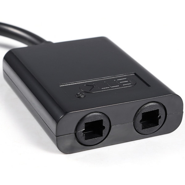 Optisk Splitter 1 Inn 2 Ut Digital Toslink Splitter 1 inn 2 Utgang Lydadapter Kabel for TV, DVD, Soundbar - Svart