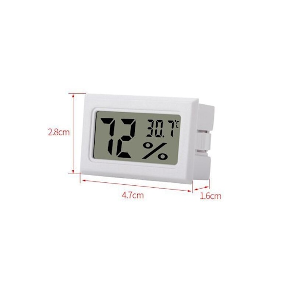 Mini LCD Hygrometer / Termometer Hvid 2-pak