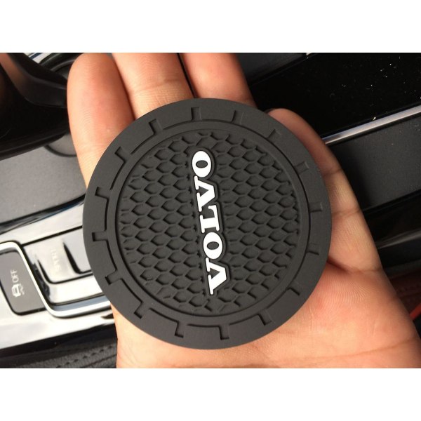 Volvo Bilkopp Underlägg 2PCS, Biltillbehör 2,75 tum, Anti Slip Insert Coaster, Lämplig för de flesta bilinteriörer, Biltillbehör