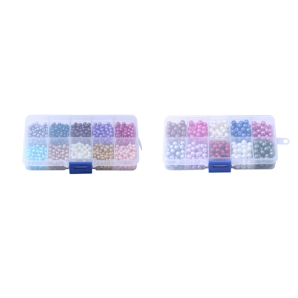 Glaspärlor, runda pärlor, färgade pärlor, för DIY-smycken, olika tillbehör, förpackad kombination (6 mm grön serie)