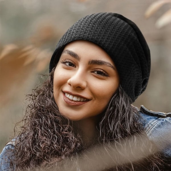Dam Höst Vinter Stickad Beanie Hatt Casual Varma Mössor grey
