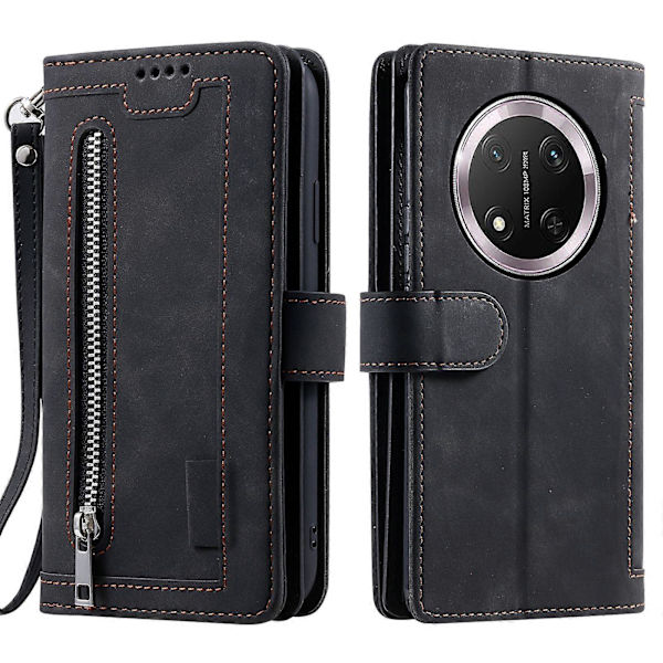 Läderplånboksfodral för Honor Magic7 Lite 5G & X9c 5G[JUN] Black