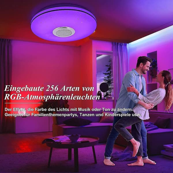 Smart RGB LED Loftlampe med Bluetooth-højttaler og farveskift [JUN]