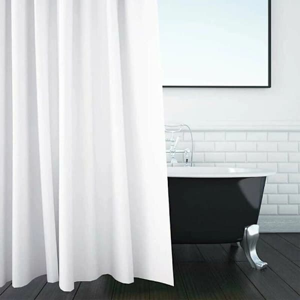 Duschdraperi Vattentät Polyesterväv Viktad Fåll för Badrum Badkar Hörn Dusch Vit 180 x 220 cm