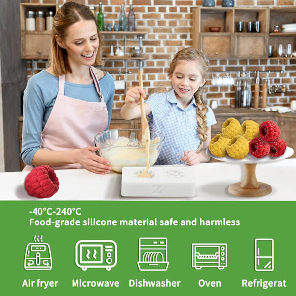 Silikone Bageform Sæt med 8, Non-Stick Bær & Chokoladebar Form [JUN]