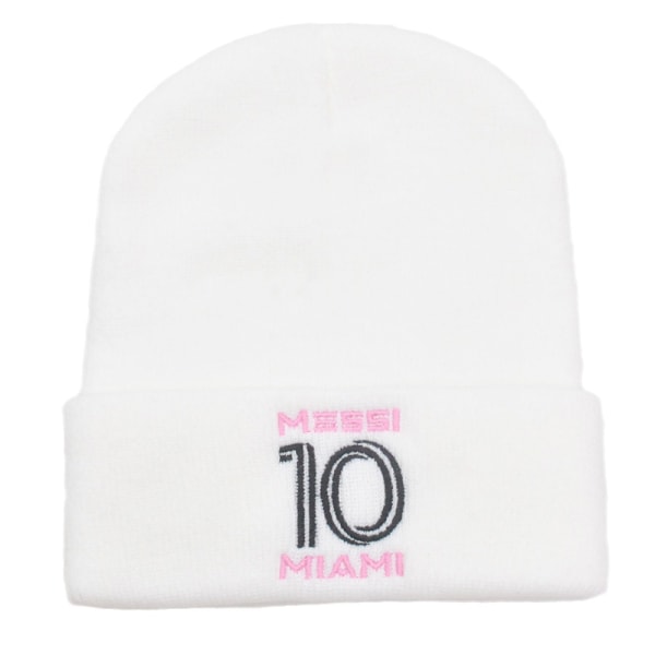 Mub- Miami Messi Mössa AW 10 Kirjailtu Neulepipo Tuuletin Lämmin Kylmä Lippis No. 10 - white