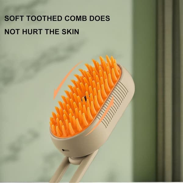OBOSOE Dampbørste til Kat & Hund – Dyreplejebørste med Damp & Massagefunktion white brown