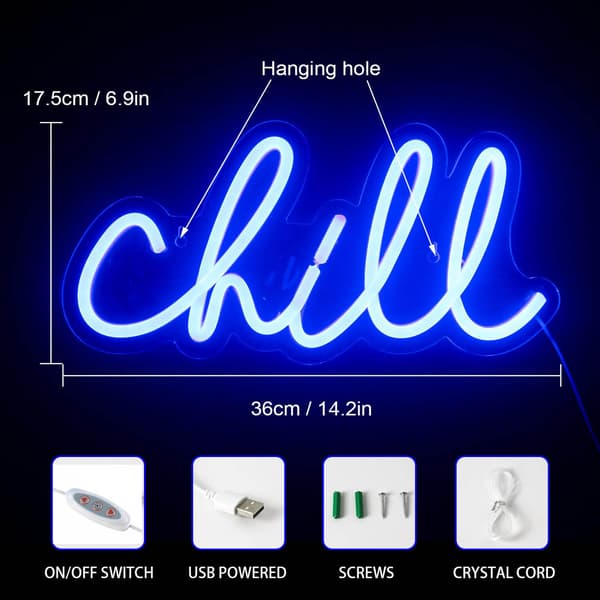 Chill Ljusblå LED Neonskylt Vägglampa för Rumsinredning[JUN]