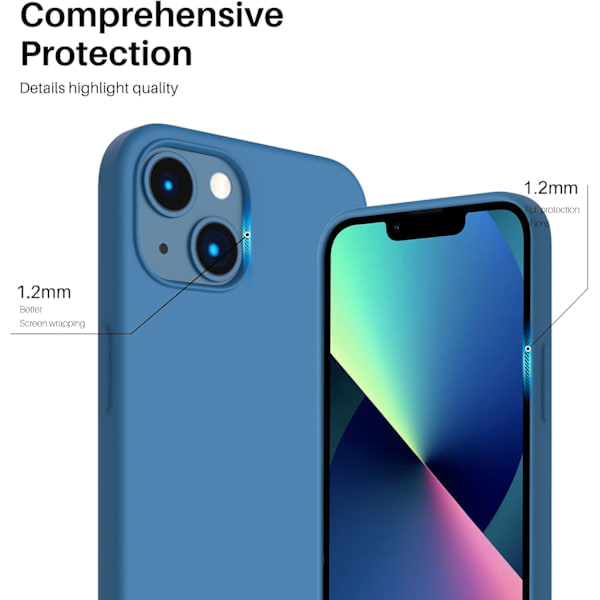 iPhone 13 Case, Liquid Silicone Case for 6.1 inch iPhone 13, Ultra-Thin Case, Shockproof Protective Soft Full Coverage Case Blue Blue Blue