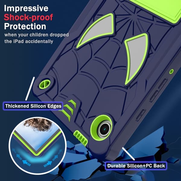 Spider Hybrid Silikone PC Case til Samsung Galaxy Tab A9[JUN] Marin Gul Grön