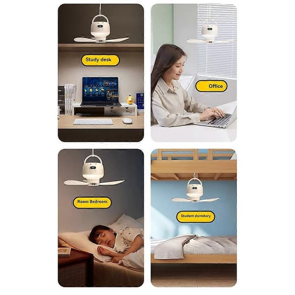 Camping Fan USB Rechargeable Tent Fan with Remote Control LED Light 5 Speeds Timer Portable Ceiling Fan for Camping Vit