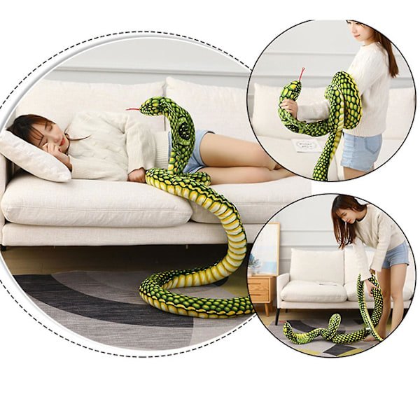 2,4 m Cobra plyschorm leksak orm Cobra orm plyschleksak stor kung Cobra plyschorm orm[HK] Green
