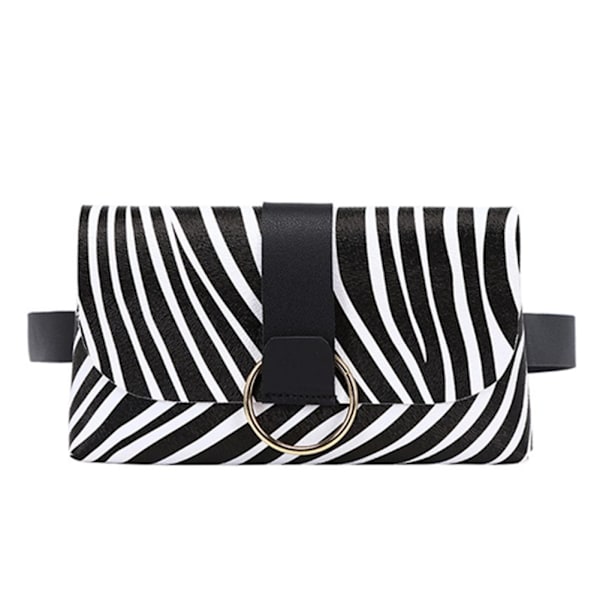 Dam Bältesväska Flik Läder Fanny Pack ZEBRA MÖNSTER-SVART