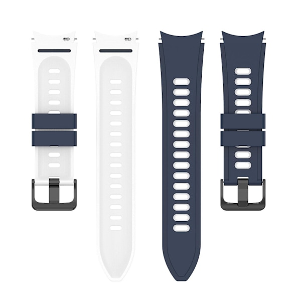Silikonearmbånd til Samsung Galaxy Watch 4/5/6 40/44mm / Watch6 Classic 43mm 47mm / 5 Pro 45mm Midnight Blue  White