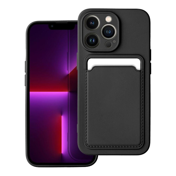 Forcell iPhone 14 Pro -kotelo korttipidikkeellä, pehmeä musta [JUN]