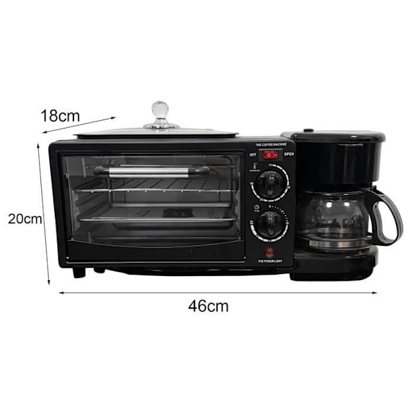 3-in-1 Aamupalaskone - WIRLSWEAL - Musta - Paahtaa ja grillaa - 1050W
