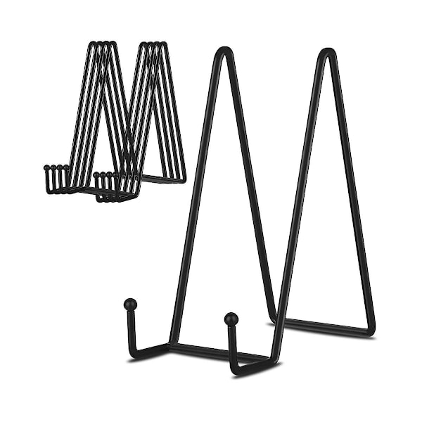 8 tommers 5-pakks svart metallplate Stativ Plattholder for bilde, dekorativ tallerken, bok