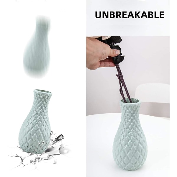 Plastvaser för blommor, hållbara och moderna - Dekorativ blomvas för vardagsrum, kontor, bröllopsdekoration (vit)