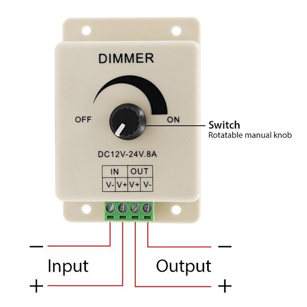 12V 8A Monokrom LED Dimmer Bryter Manuell Kontroll [JUN]