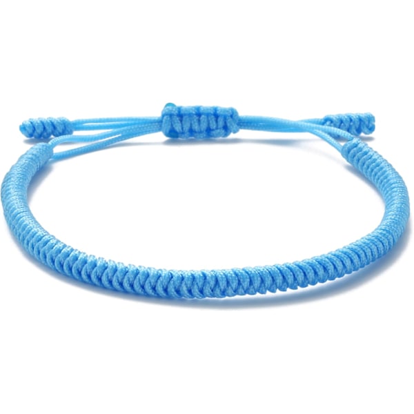 Handgjort tibetanskt lyckobringande armband för kvinnor, män, tonåringar, justerbar storlek vänskapspresent handgjord repflätat chakra armband Light Blue