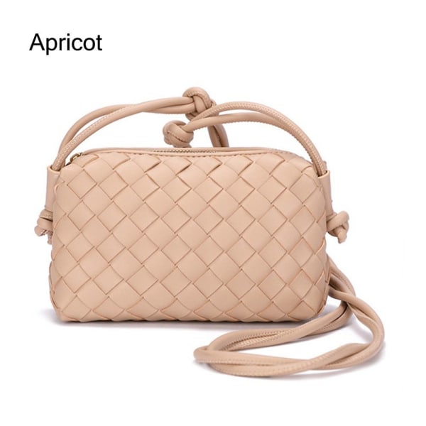 Crossbody-taske til kvinder PU-flettet ABRIKOS Apricot