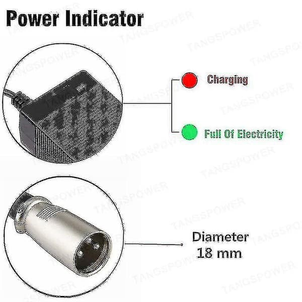 48V 2A Blybatterioplader til E-cykel Scooter Motorcykel 3-Pin XLR
