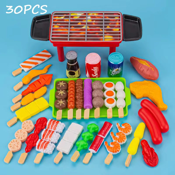 Barn låtsaslek kök leksak simulering mat grönsaker grill matlagning set utbildning lek hus interaktiva leksaker för flicka A0002 L 30PCS