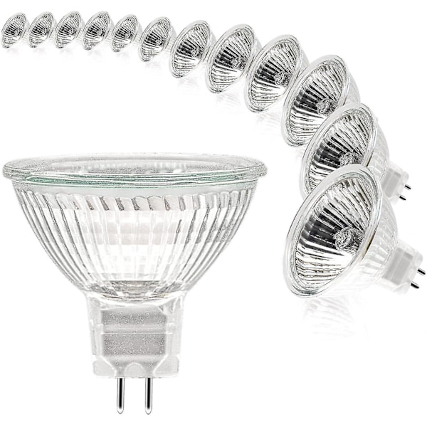 Mr16 Spot Light Bulb, 12v 20w Ljuskälla, Gu5.3 Ljuskälla Dimbar, 2-stifts Halogen Ljuskällor Varm Vit 2700k, Pack Om 12 (mr16-20w-12p) [xh]