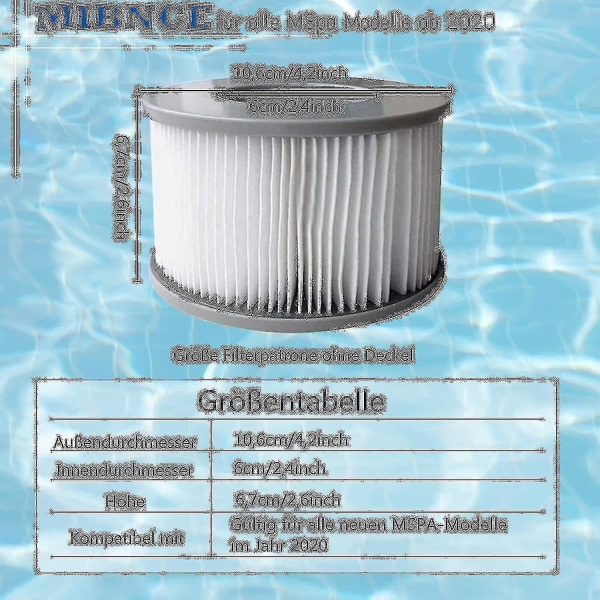 8-pack ersättningsfilterpatroner för Mspa uppblåsbara pool, Ruikalucky jacuzzi