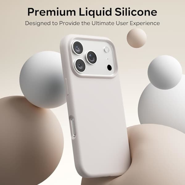 Flytende silikon støtsikkert deksel til iPhone 17 Pro Max, myk full beskyttelse (lysegrå) iPhone 17 Pro Max Light grey