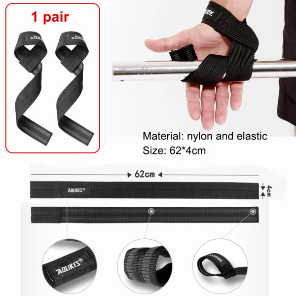 Fitness Booster Bælte Assist Krog Pull-ups Grip Horisontell stang Hjælpbælte Marklyft Handledsstöd Tyngdlyft Gym 1 pair strap black