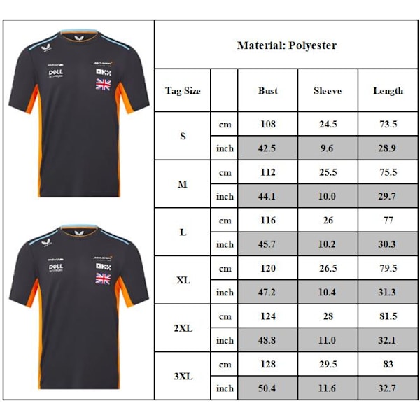 For F1 Racing Team Sort T-shirt Herre Fodboldtrøje Jersey Bluse Topper Sport Sommer Korthærmet 3XL