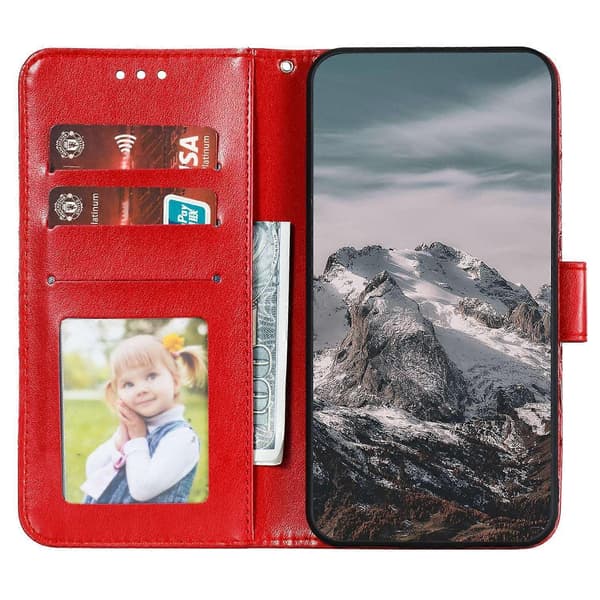 Samsung Galaxy A56 5G PU Läder Mandala Plånboksfodral i Röd[JUN] Multicolor Red