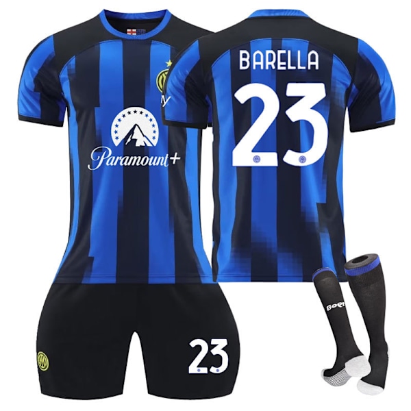 23-24 Inter Milan Hjemme Nr 90 Lukaku Trøye 10 Lautaro Nr 14 Pulisic Fotballdrakt NO.23 BARELLA NO.23 BARELLA 2XL