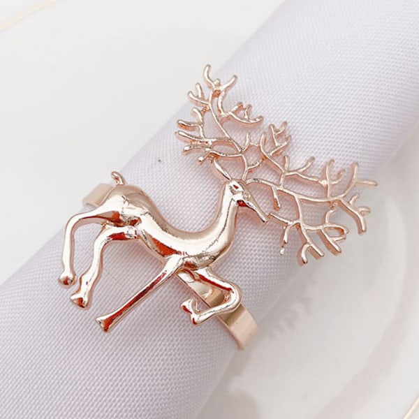 6 st Julhjort Servettringar för Julmiddagsfester Bröllop Roséguld rose gold 6PCS