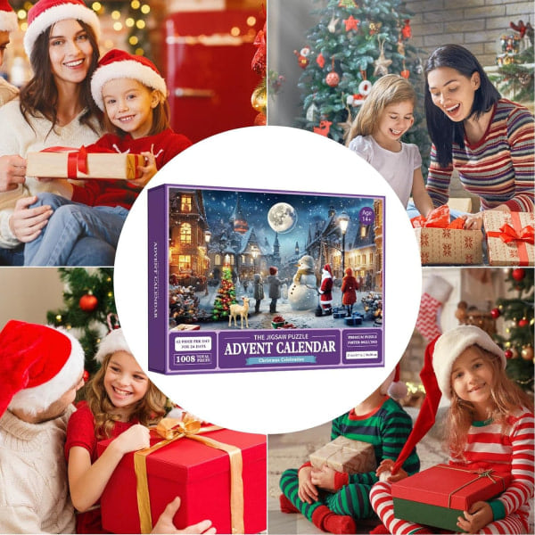Pussel Adventskalender 2023, 1008 pusselbitar 24 dagars julnedräkning adventskalendrar 1