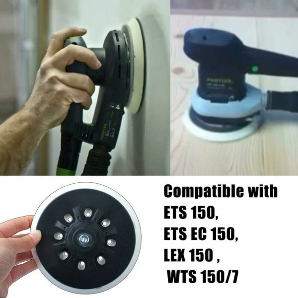 150 mm (6 tum) 8-huls slipplade kompatibel med Bos-ch Festool