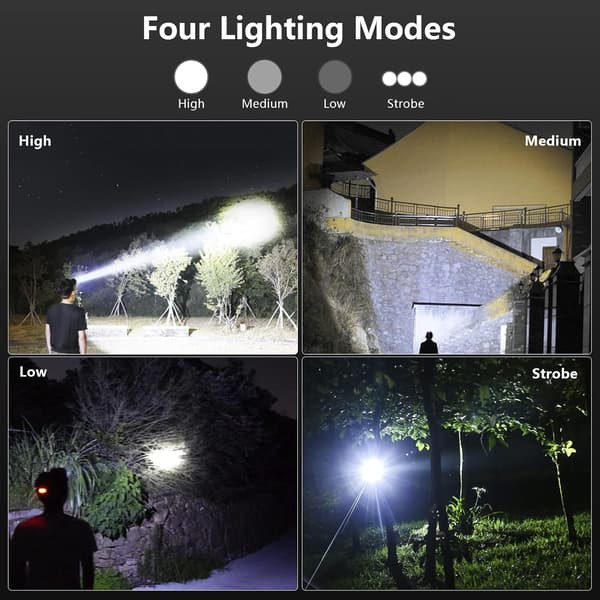 Supersterk 90 000 Lumen LED-hodelykt for voksne [JUN]