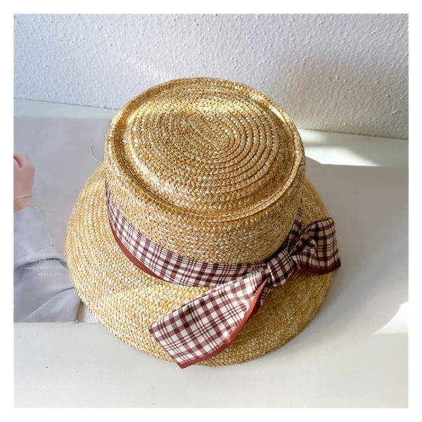 Solhatt för kvinnor Kvinnlig Vintage Grid Beach Hat Sun Protecti