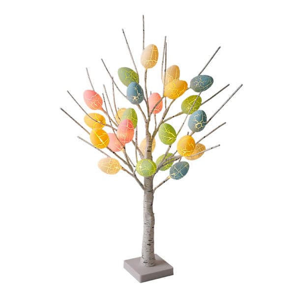 2-pakning LED påskeeggtrær med timer - 56 cm, batteri/USB