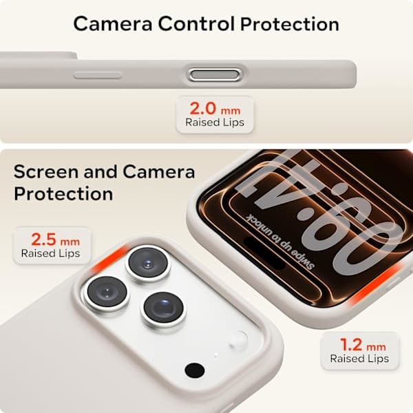 Flytende silikon støtsikkert deksel til iPhone 17 Pro Max, myk full beskyttelse (lysegrå) iPhone 17 Pro Max Light grey