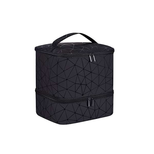 Neglelakk Organizer Veske Neglelakk Organizer Veske, Dobbelt Lag Neglelakk Oppbevaring og Negletørker Veske, Holder 30 Flasker (15 ml) (Svart)